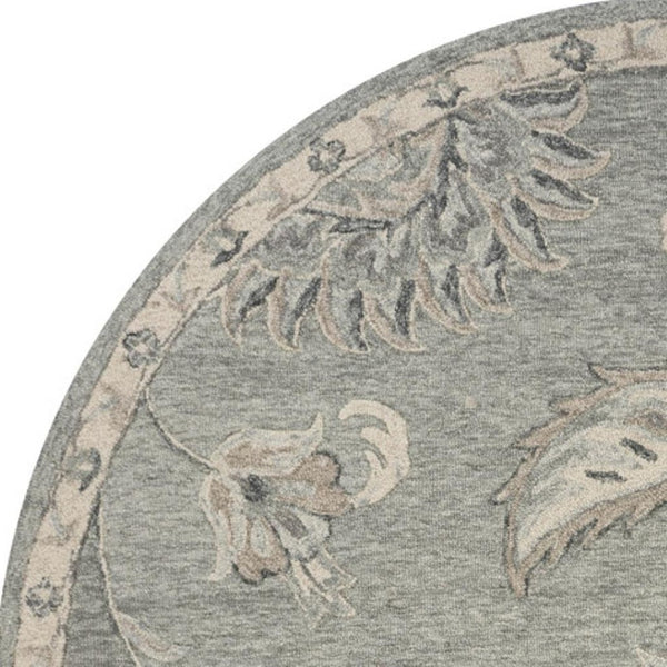 HomeRoots 7' Elegant Blue and Gray Wool Area Rug – Hand-Tufted for Comfort and Timeless Style in Any Home 5' Round Round 396281