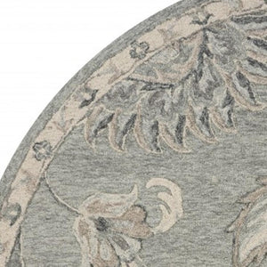 HomeRoots 7' Elegant Blue and Gray Wool Area Rug – Hand-Tufted for Comfort and Timeless Style in Any Home 5' Round Round 396281