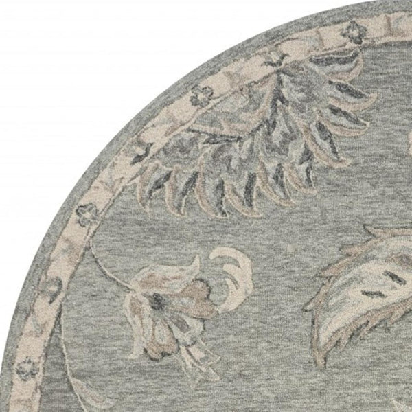 HomeRoots 7' Elegant Blue and Gray Wool Area Rug – Hand-Tufted for Comfort and Timeless Style in Any Home 5' Round Round 396281