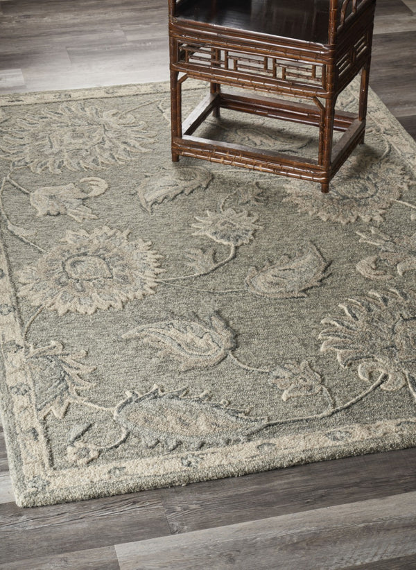 HomeRoots 7' Elegant Blue and Gray Wool Area Rug – Hand-Tufted for Comfort and Timeless Style in Any Home 5' X 7' Rectangle 396282