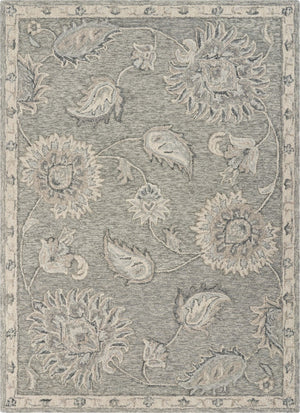 HomeRoots 7' Elegant Blue and Gray Wool Area Rug – Hand-Tufted for Comfort and Timeless Style in Any Home 5' X 7' Rectangle 396282