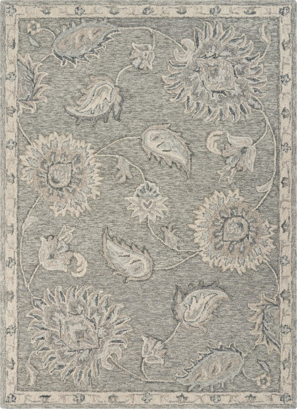 HomeRoots 7' Elegant Blue and Gray Wool Area Rug – Hand-Tufted for Comfort and Timeless Style in Any Home 5' X 7' Rectangle 396282