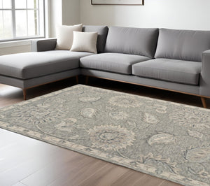 HomeRoots 7' Gray Wool Hand-Tufted Area Rug – Luxurious Soft Pile for Elegant Living Spaces & Timeless Style 7' X 9' Rectangle 396283