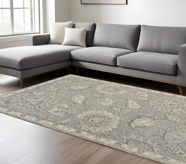 HomeRoots 7' Gray Wool Hand-Tufted Area Rug – Luxurious Soft Pile for Elegant Living Spaces & Timeless Style 7' X 9' Rectangle 396283