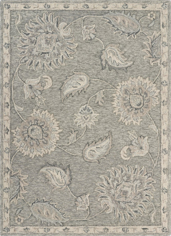 HomeRoots 7' Gray Wool Hand-Tufted Area Rug – Luxurious Soft Pile for Elegant Living Spaces & Timeless Style 7' X 9' Rectangle 396283