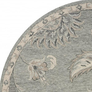 HomeRoots 7' Gray Wool Hand-Tufted Area Rug – Luxurious Soft Pile for Elegant Living Spaces & Timeless Style 7' Round Round 396284