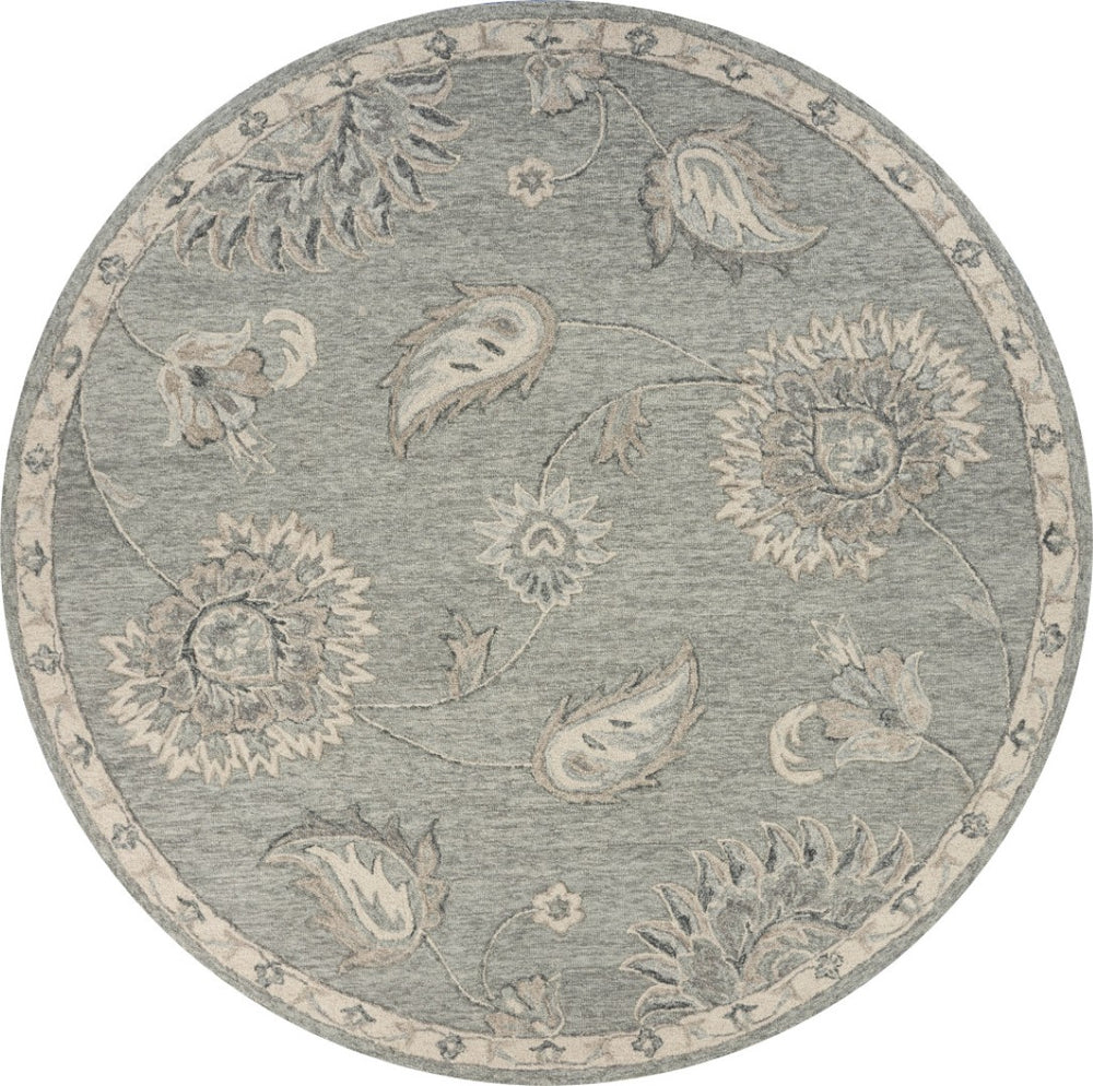 HomeRoots 7' Gray Wool Hand-Tufted Area Rug – Luxurious Soft Pile for Elegant Living Spaces & Timeless Style 7' Round Round 396284