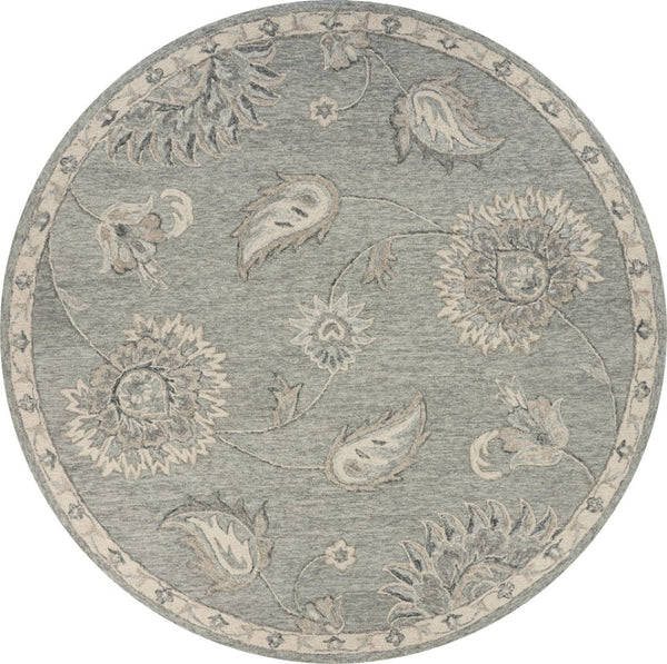 HomeRoots 7' Gray Wool Hand-Tufted Area Rug – Luxurious Soft Pile for Elegant Living Spaces & Timeless Style 7' Round Round 396284
