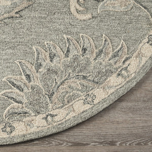 HomeRoots 7' Gray Wool Hand-Tufted Area Rug – Luxurious Soft Pile for Elegant Living Spaces & Timeless Style 7' Round Round 396284