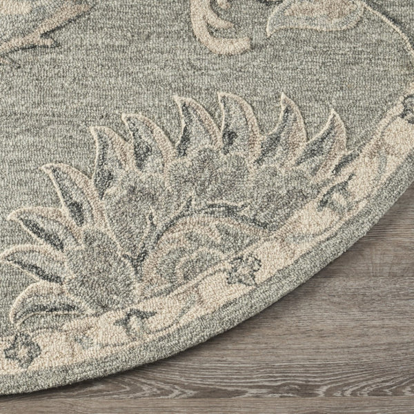 HomeRoots 7' Gray Wool Hand-Tufted Area Rug – Luxurious Soft Pile for Elegant Living Spaces & Timeless Style 7' Round Round 396284