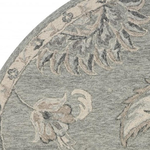 HomeRoots 7' Gray Wool Hand-Tufted Area Rug – Luxurious Soft Pile for Elegant Living Spaces & Timeless Style 7' Round Round 396284