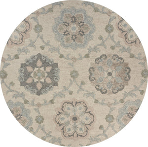 HomeRoots 7' Gray Wool Hand-Tufted Area Rug – Luxurious Soft Pile for Elegant Living Spaces & Timeless Style 5' Round Round 396285