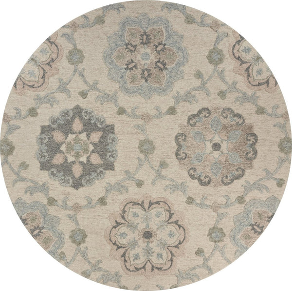 HomeRoots 7' Gray Wool Hand-Tufted Area Rug – Luxurious Soft Pile for Elegant Living Spaces & Timeless Style 5' Round Round 396285