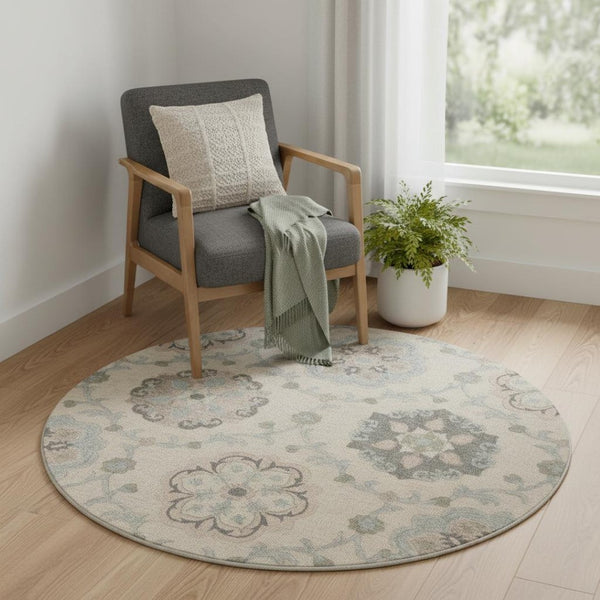 HomeRoots 7' Gray Wool Hand-Tufted Area Rug – Luxurious Soft Pile for Elegant Living Spaces & Timeless Style 5' Round Round 396285