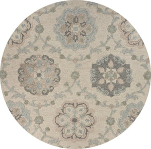 HomeRoots 7' Gray Wool Hand-Tufted Area Rug – Luxurious Soft Pile for Elegant Living Spaces & Timeless Style 5' Round Round 396285