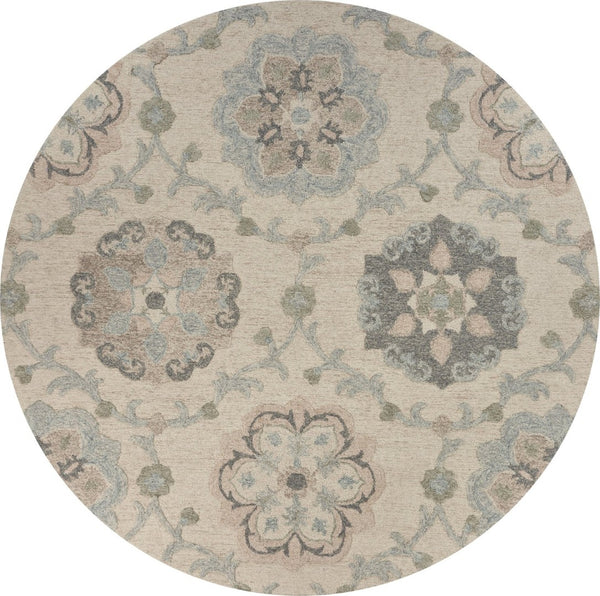 HomeRoots 7' Gray Wool Hand-Tufted Area Rug – Luxurious Soft Pile for Elegant Living Spaces & Timeless Style 5' Round Round 396285