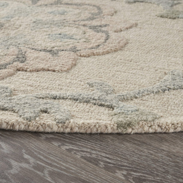 HomeRoots 7' Gray Wool Hand-Tufted Area Rug – Luxurious Soft Pile for Elegant Living Spaces & Timeless Style 5' Round Round 396285