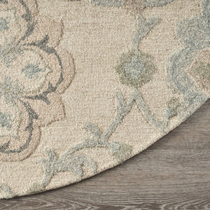 HomeRoots 7' Gray Wool Hand-Tufted Area Rug – Luxurious Soft Pile for Elegant Living Spaces & Timeless Style 5' Round Round 396285