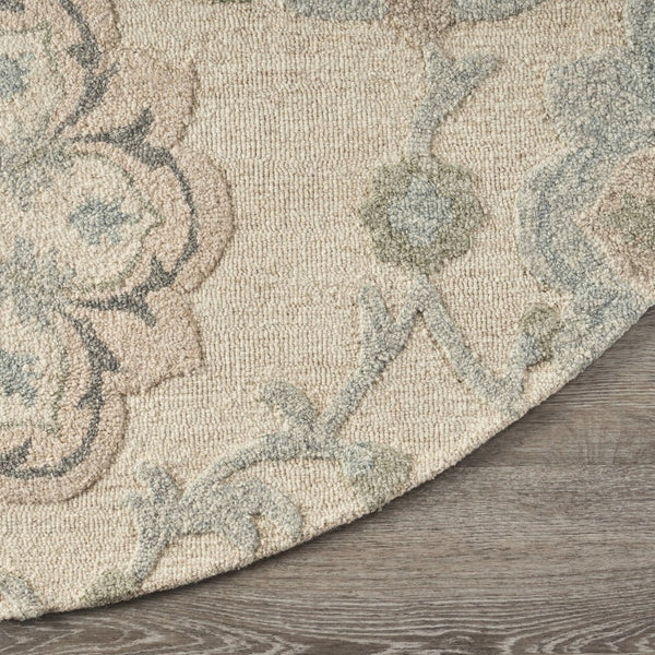 HomeRoots 7' Gray Wool Hand-Tufted Area Rug – Luxurious Soft Pile for Elegant Living Spaces & Timeless Style 5' Round Round 396285
