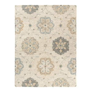 HomeRoots 7' Hand-Tufted Wool Area Rug in Blue and Ivory - Artisanal Comfort, Durable Style for Any Room 7' X 9' Rectangle 396287