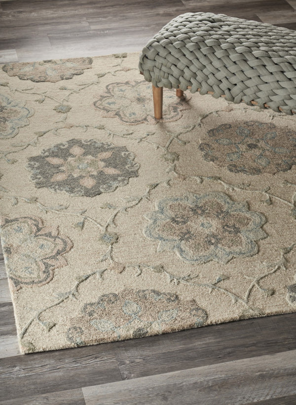 HomeRoots 7' Hand-Tufted Wool Area Rug in Blue and Ivory - Artisanal Comfort, Durable Style for Any Room 7' X 9' Rectangle 396287