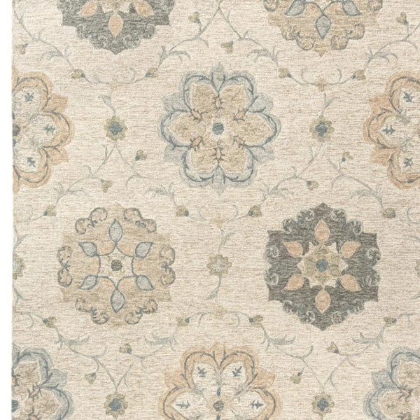 HomeRoots 7' Hand-Tufted Wool Area Rug in Blue and Ivory - Artisanal Comfort, Durable Style for Any Room 7' X 9' Rectangle 396287