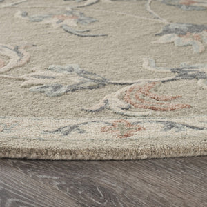 HomeRoots 7' Hand-Tufted Wool Area Rug in Blue and Ivory - Artisanal Comfort, Durable Style for Any Room 5' Round Round 396289