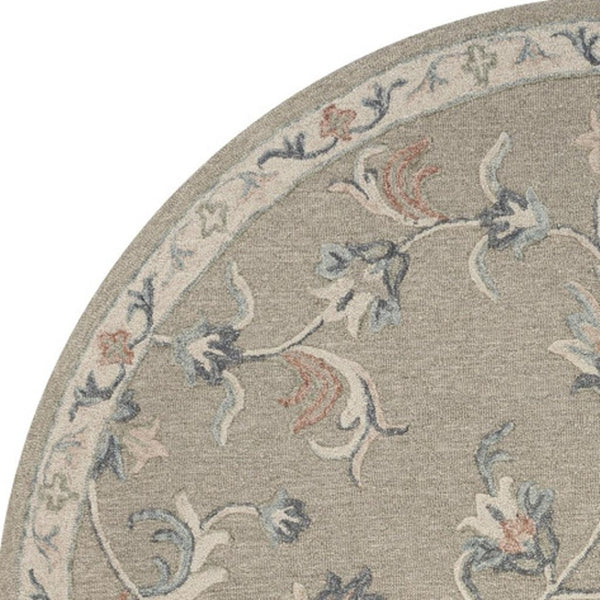 HomeRoots 7' Hand-Tufted Wool Area Rug in Blue and Ivory - Artisanal Comfort, Durable Style for Any Room 5' Round Round 396289