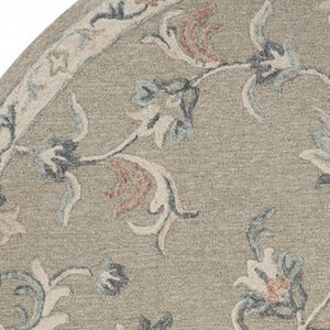 HomeRoots 7' Hand-Tufted Wool Area Rug in Blue and Ivory - Artisanal Comfort, Durable Style for Any Room 5' Round Round 396289