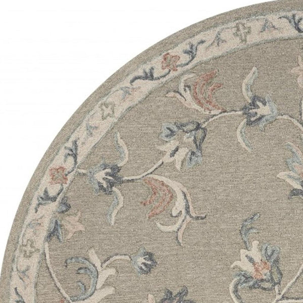 HomeRoots 7' Hand-Tufted Wool Area Rug in Blue and Ivory - Artisanal Comfort, Durable Style for Any Room 5' Round Round 396289