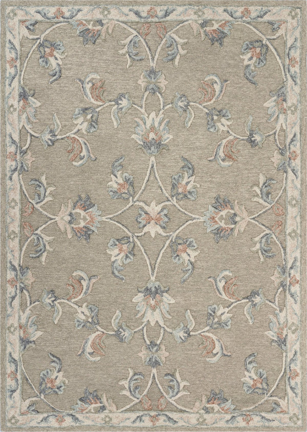 HomeRoots 7' Hand-Tufted Wool Area Rug in Blue and Ivory - Artisanal Comfort, Durable Style for Any Room 5' X 7' Rectangle 396290