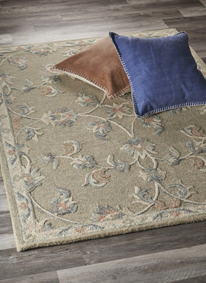 HomeRoots 7' Hand-Tufted Wool Area Rug in Blue and Ivory - Artisanal Comfort, Durable Style for Any Room 5' X 7' Rectangle 396290