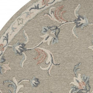HomeRoots 7' Gray Wool Hand-Tufted Area Rug - Timeless Style and Comfort for Modern and Traditional Homes 7' Round Round 396292