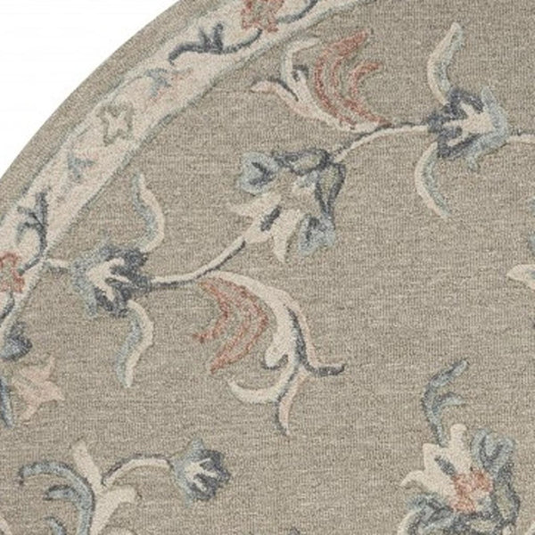 HomeRoots 7' Gray Wool Hand-Tufted Area Rug - Timeless Style and Comfort for Modern and Traditional Homes 7' Round Round 396292