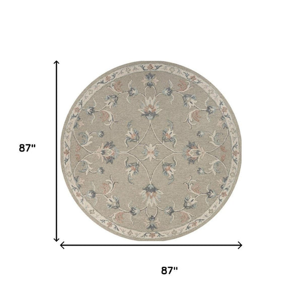 HomeRoots 7' Gray Wool Hand-Tufted Area Rug - Timeless Style and Comfort for Modern and Traditional Homes 7' Round Round 396292