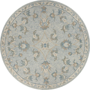 HomeRoots 7' Gray Wool Hand-Tufted Area Rug - Timeless Style and Comfort for Modern and Traditional Homes 5' Round Round 396293