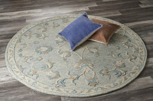 HomeRoots 7' Gray Wool Hand-Tufted Area Rug - Timeless Style and Comfort for Modern and Traditional Homes 5' Round Round 396293