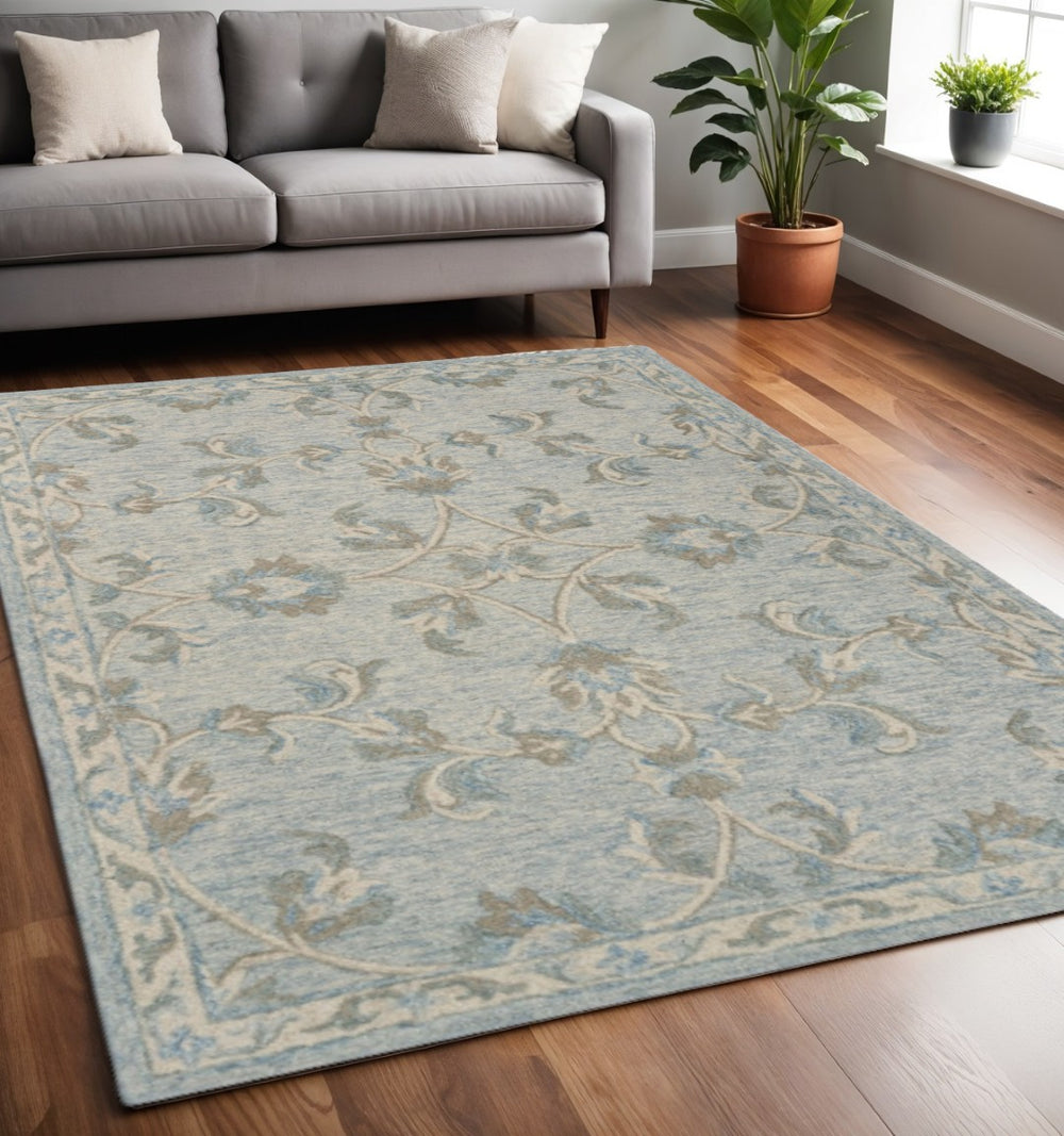HomeRoots 7' Gray Wool Hand-Tufted Area Rug - Timeless Style and Comfort for Modern and Traditional Homes 5' X 7' Rectangle 396294