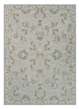 HomeRoots 7' Elegant Blue and Ivory Wool Hand-Tufted Area Rug - Timeless Style for Any Room Decor 7' X 9' Rectangle 396295