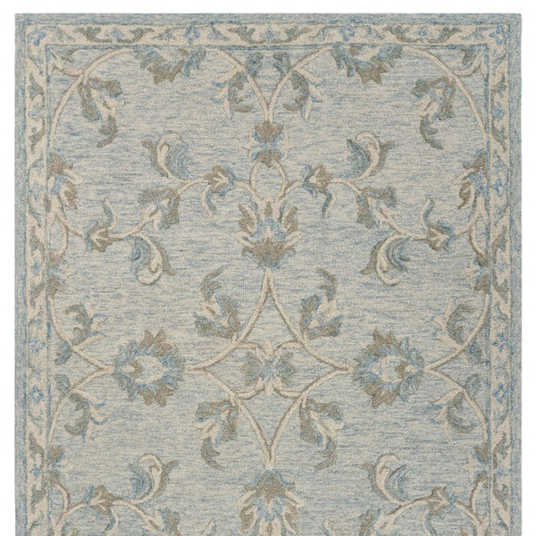 HomeRoots 7' Elegant Blue and Ivory Wool Hand-Tufted Area Rug - Timeless Style for Any Room Decor 7' X 9' Rectangle 396295