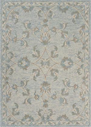 HomeRoots 7' Elegant Blue and Ivory Wool Hand-Tufted Area Rug - Timeless Style for Any Room Decor 7' X 9' Rectangle 396295