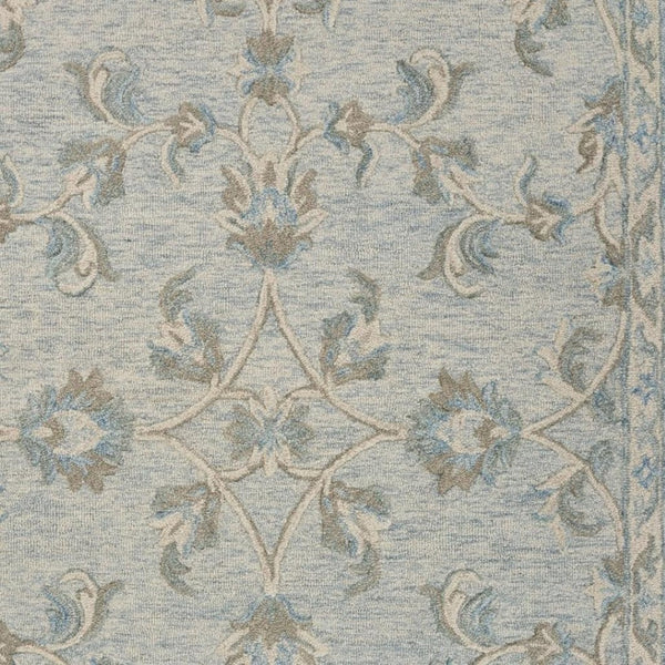 HomeRoots 7' Elegant Blue and Ivory Wool Hand-Tufted Area Rug - Timeless Style for Any Room Decor 7' X 9' Rectangle 396295
