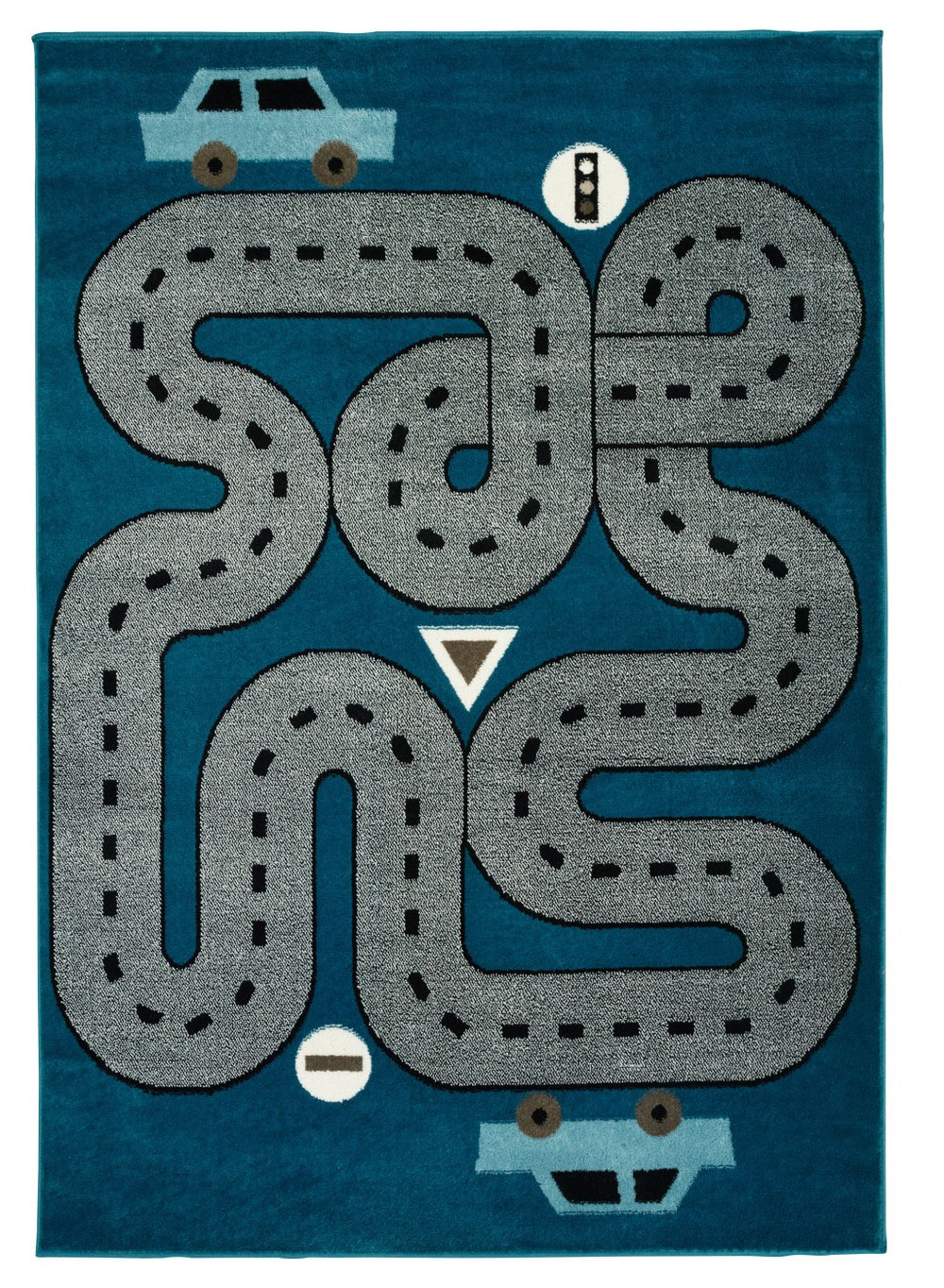 Homeroots 5' X 7' Navy Imaginative Racetrack Area Rug  Olefin 396319