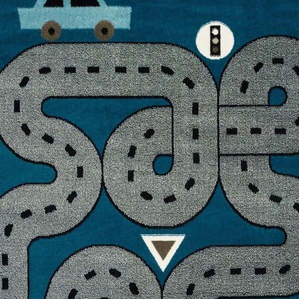 Homeroots 5' X 7' Navy Imaginative Racetrack Area Rug  Olefin 396319