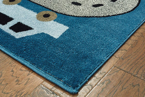 Homeroots 5' X 7' Navy Imaginative Racetrack Area Rug  Olefin 396319