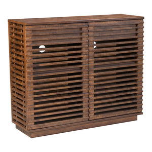 Homeroots 42" Walnut Wood Accent Cabinet - Stylish Scandinavian Design With 3 Shelves & 2 Drawers For Storage  Mdf 396329