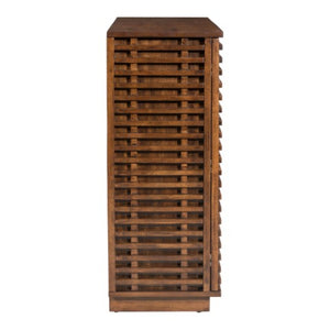 Homeroots 42" Walnut Wood Accent Cabinet - Stylish Scandinavian Design With 3 Shelves & 2 Drawers For Storage  Mdf 396329