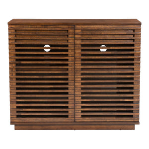 Homeroots 42" Walnut Wood Accent Cabinet - Stylish Scandinavian Design With 3 Shelves & 2 Drawers For Storage  Mdf 396329