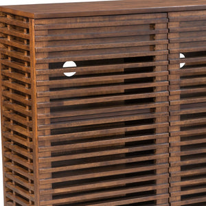 Homeroots 42" Walnut Wood Accent Cabinet - Stylish Scandinavian Design With 3 Shelves & 2 Drawers For Storage  Mdf 396329