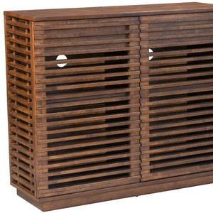 Homeroots 42" Walnut Wood Accent Cabinet - Stylish Scandinavian Design With 3 Shelves & 2 Drawers For Storage  Mdf 396329